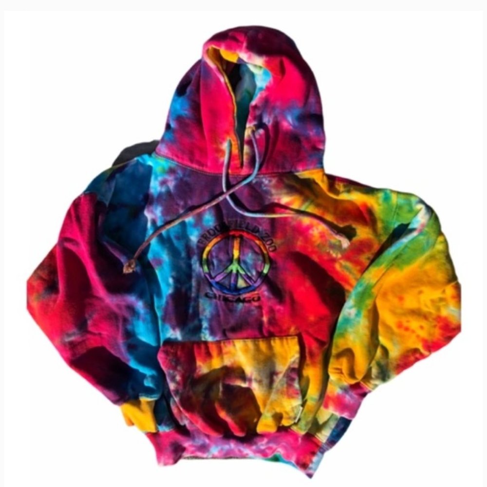 Basix Tie Dye Chicago Brookfield Zoo hoodie. EUC